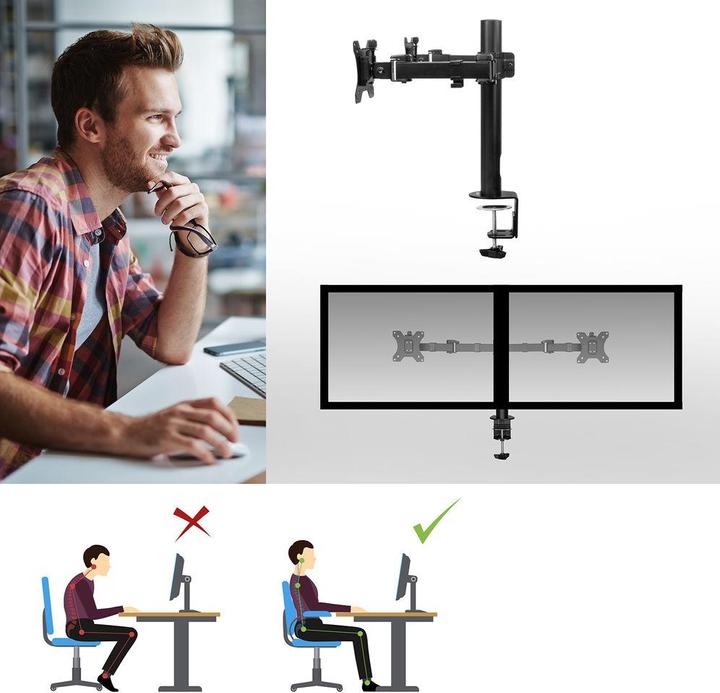 Image du produit Support de bureau pour écran, 2 écrans jusqu'à 32ö et 12 kg (Tables, 32")