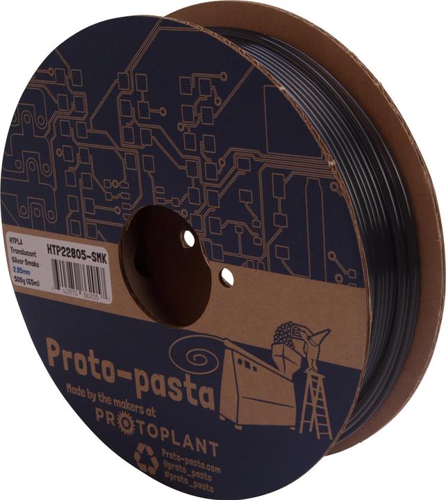 Image du produit Proto-pasta Filament HT PLA 2.0v Silver Smoke 0.5kg 2.85mm (PLA, 2.85 mm, 500 g, Gris, Noir)