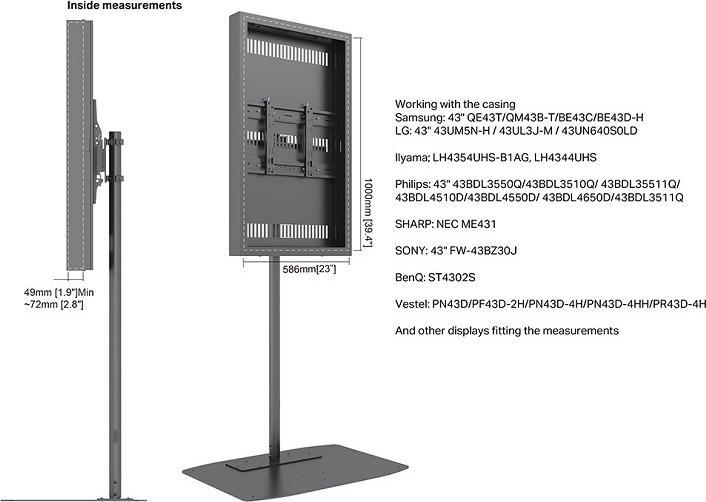 Image du produit Multibrackets Stele ohne Monitor, Portrait, schwarz, 43"/9764