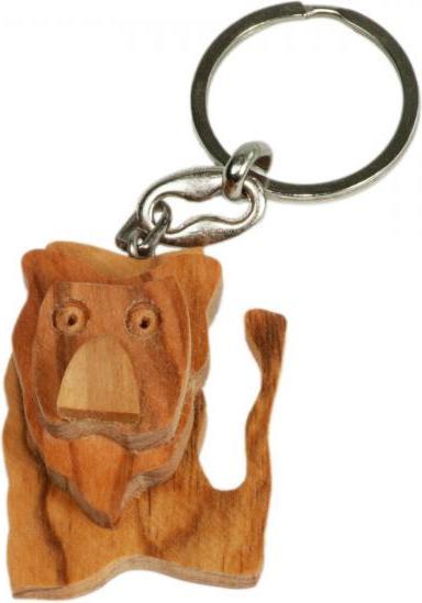 Immagine prodotto Natura Punto Set di 3 portachiavi cane, gatto e leone, in legno d'ulivo, marrone, 5 x 5 cm