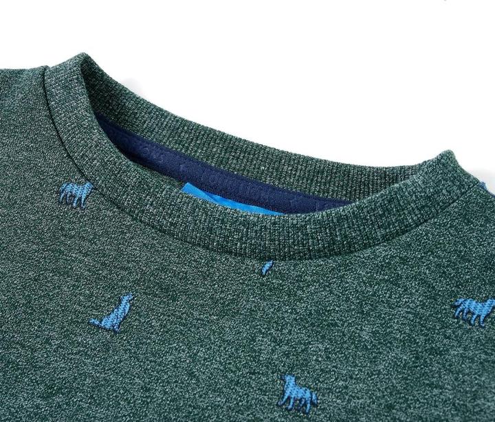Actual product image VidaXL Children's sweatshirt dark green melange 140,Material: 50 (140)