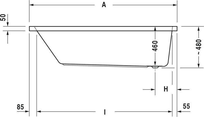 Produktbild Duravit Rechteck-Badewanne VERO AIR Einbauversion 1 RS 1700x700mm weiss (115 l, 170 cm, 70 cm)