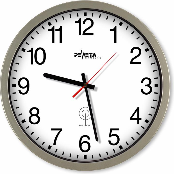 Peweta Uhren 55.131.313 Funkuhr 1.5Vf.innen O350mm silbernes (35 cm)