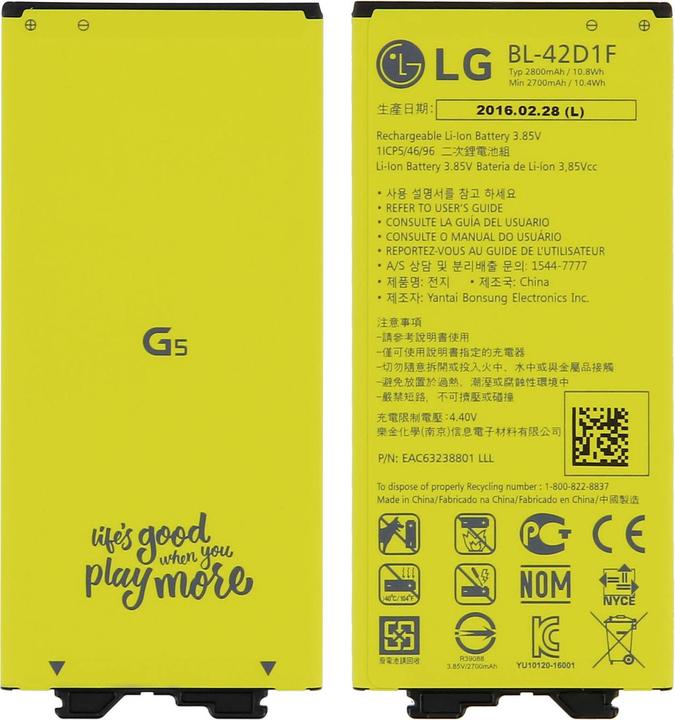 Actual product image LG BL-42D1F EAC63238801 2700 mAh battery pack