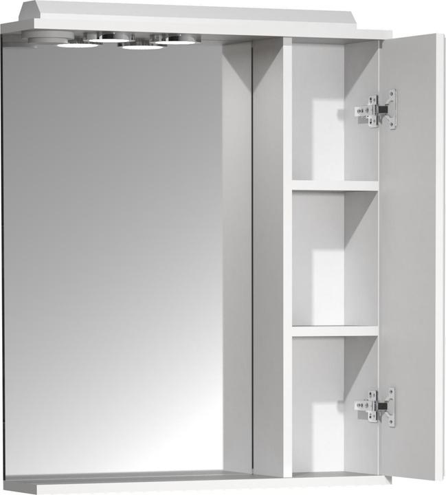 Produktbild VCM Badspiegel Wandspiegel 60 cm Hängespiegel Spiegelschrank Badezimmer Landhaus Drehtür Beleuchtung (60 x 14 cm)