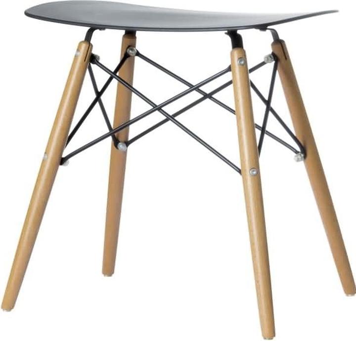Image du produit Paperflow Tabouret SKOLL, pieds en bois massif de hêtre, assise noire.