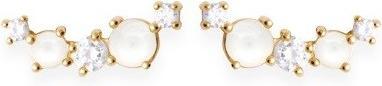 Actual product image Lara Gold plated EARRINGS - ZIRCONIA - S. OPAL (MAT BIJOU)