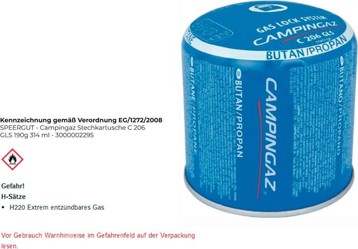 Produktbild Campingaz Gas-Kartusche C 206