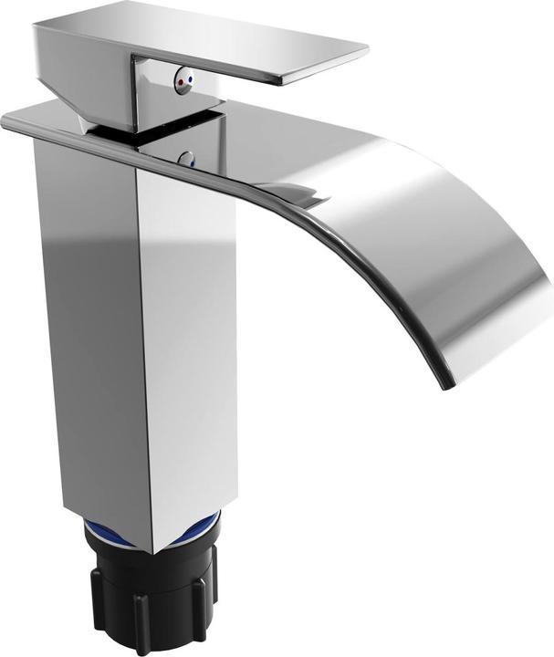 Emke Waschtischarmatur Wasserfall, Wasserhahn Bad, Mischbatterie Waschbecken Wassersparend, Chrom