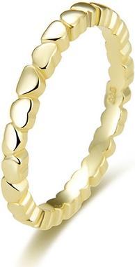 Beneto Gold-plated silver ring with hearts AGG344-GOLD - Circuit: 52 mm (52, 925 Silber)