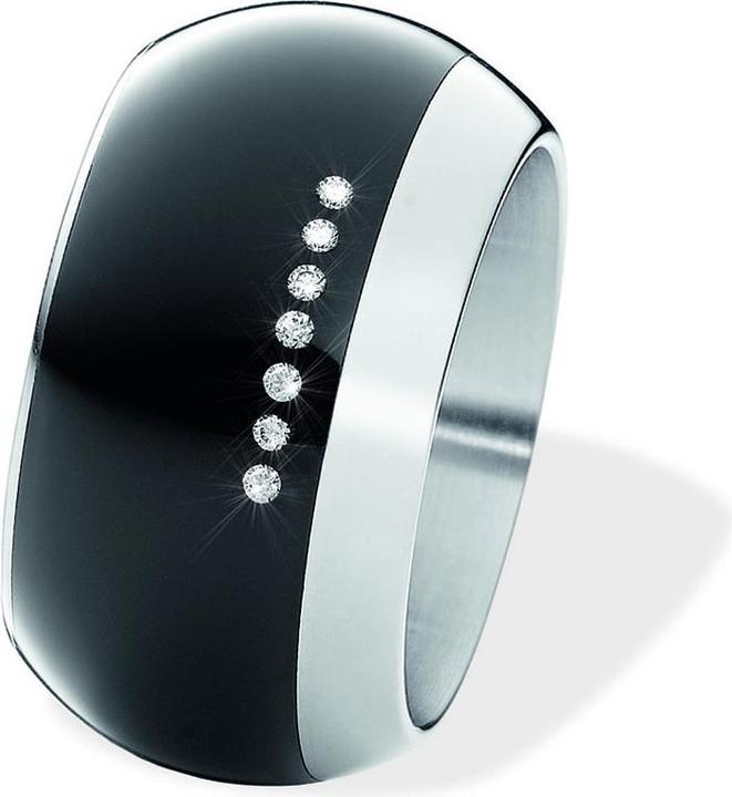 Produktbild Xen Bandring gewölbt mit 7 Brillanten 0,035 ct. und Keramik schwarz 13 mm (49)