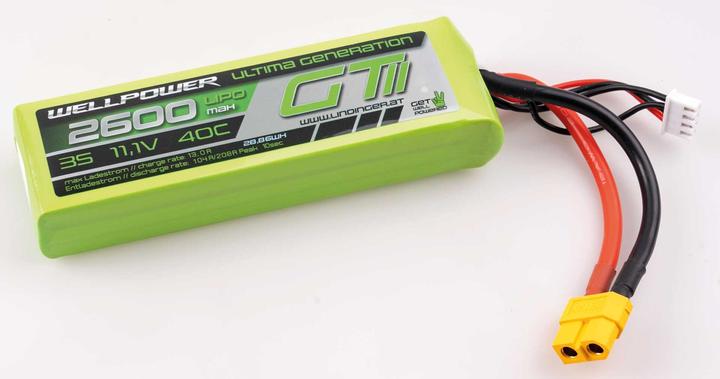 Actual product image Wellpower LIPO AKKU ULTIMA GT II 2600 mAh / 11,1 Volt 3S 40/80C CH5/8 XT-60 (11.10 V, 2600 mAh)