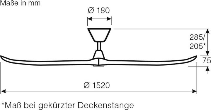 Actual product image CasaFan ECO GENUINO ceiling fan, rotor blade Ø 1520 mm, matt white / chrome. (20 dB)