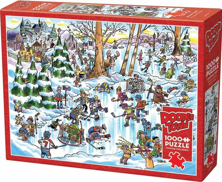 Actual product image Cobble Hill Puzzle 1000 pieces DoodleTown: Hockey Town (1000 pieces)