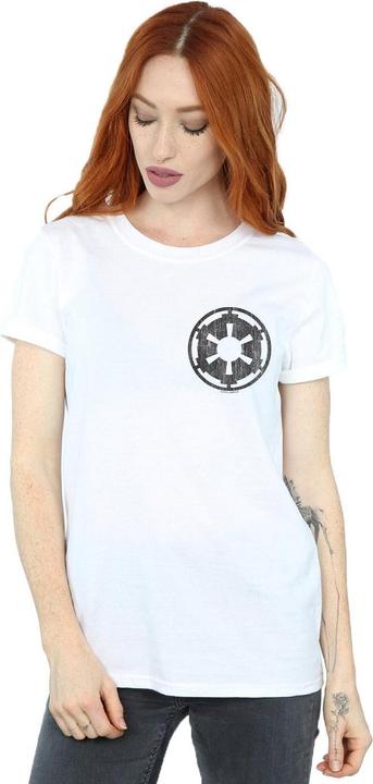 Immagine prodotto Star Wars The Mandalorian Galactic Empire Insignia Breast Print Maglietta Ampia Donna (XL)
