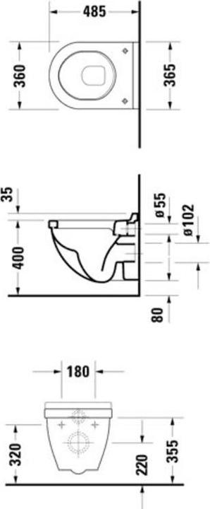 Produktbild Duravit Tiefspl-WC Starck 3 compact verkrzt 48,5cm wei wandhngend 2202090000