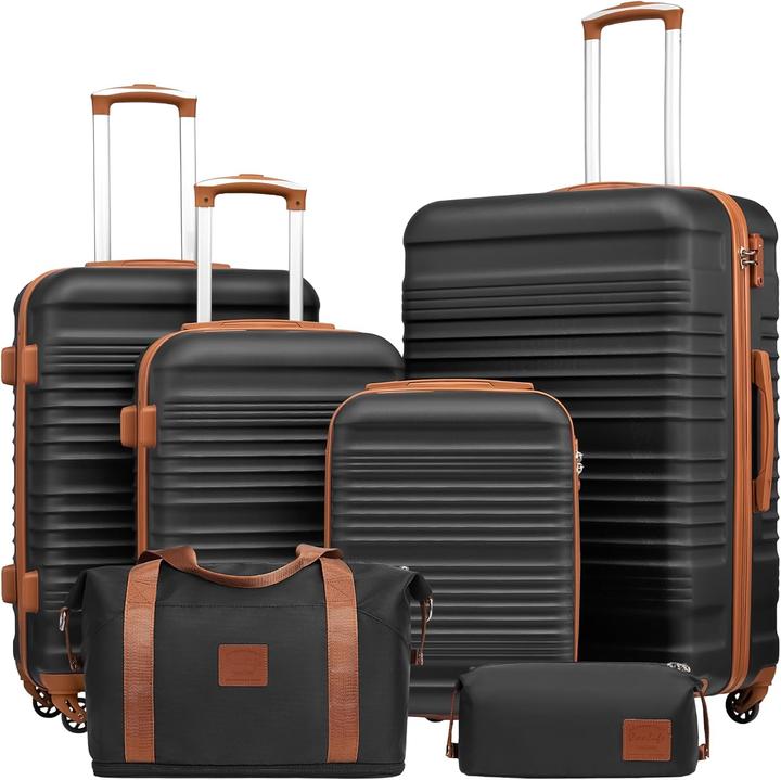 Immagine prodotto Coolife 6-teiliges Koffer-Set (93 l, Bagaglio a mano (fino a 50 litri), M (50 - 90l), L (90 - 115l))