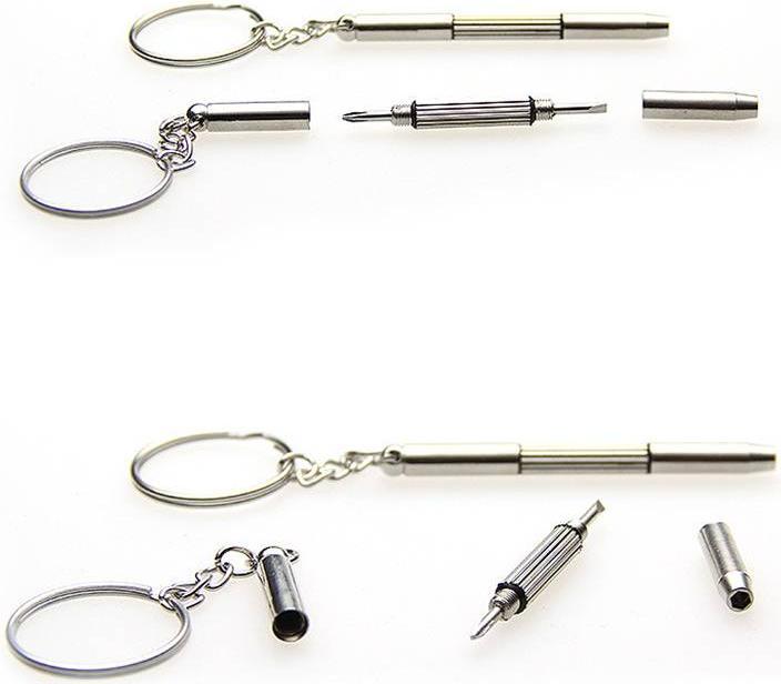 Actual product image PhoneLook Porte-clés multifonctions 2 en 1 en aluminium avec tournevis à tête plate et cruciforme (1 pc)