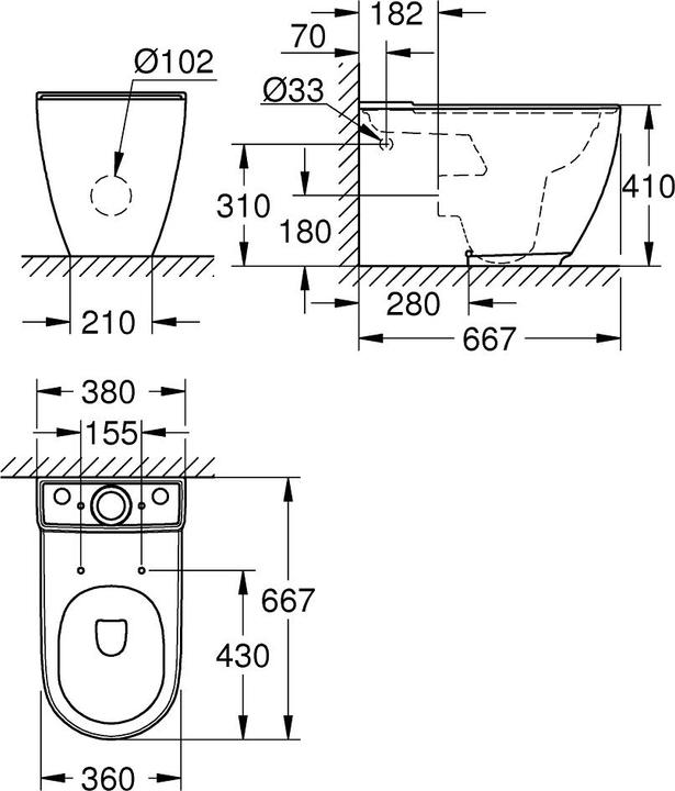 Image du produit Grohe Combiné WC au sol ESSENCE avec rebord PureGuard/awe