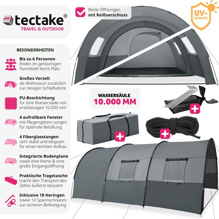 Image du produit tectake Roskilde (Tente tunnel, 7.50 kg, 6 personnes)
