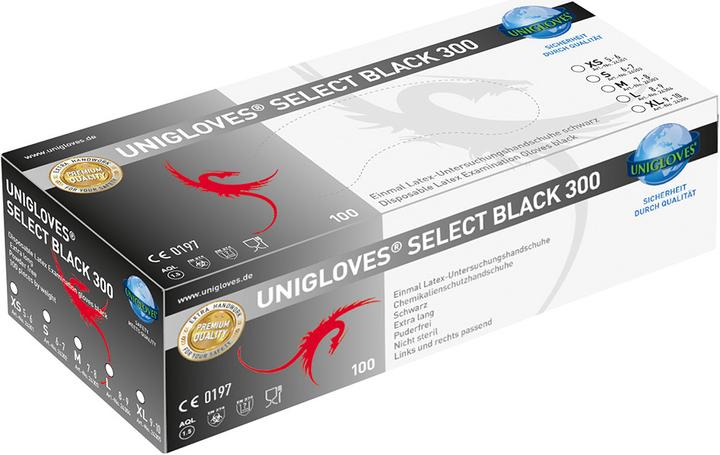 Produktbild Unigloves Select Black 300 Latex-Handschuhe S Extra Lang (S)