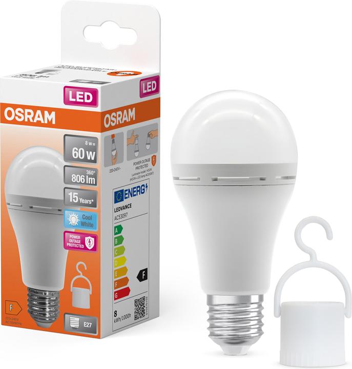 Image du produit Osram AMPOULES À LED RECHARGEABLES 8W 840 E27 (E27, 8 W, 806 lm, 6 x, F)