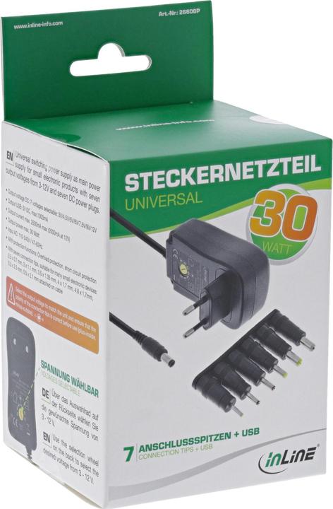 Image du produit InLine Adaptateur secteur universel 30W avec USB (30 W)