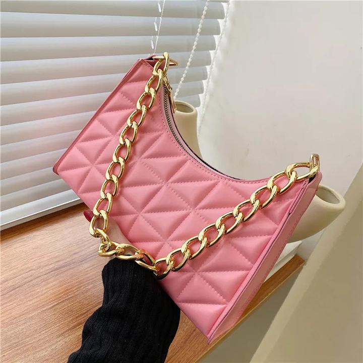 Only-Bags.Store Diamantmuster Umhängetasche PU-Leder Solide Farbe Nische Kette Handtasche Mode Unterarm