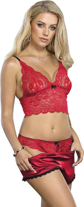 Subblime 953904 NACHTHEMD + HÃ–SCHEN AUS SEIDE UND SPITZE ROT L/XL (XL)