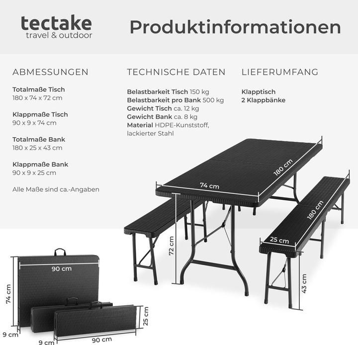 Image du produit tectake Ensemble de table de camping