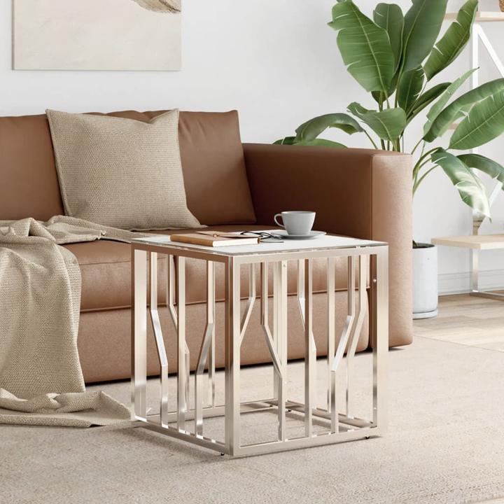 Produktbild VidaXL Couchtisch Silbern 50x50x50 cm Edelstahl und Glas (50 x 50 x 50 cm)