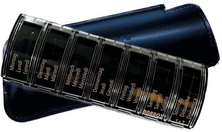 Anabox Medidispenser 7 Tage Lederetui schwarz