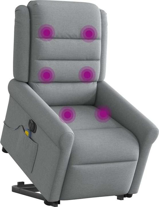 Produktbild VidaXL Elektrischer Massagesessel mit Aufstehhilfe Hellgrau Stoff