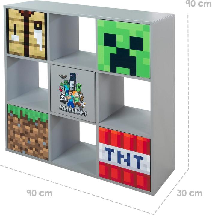 Image du produit Phoenix Minecraft Étagère 3 x 3 avec portes