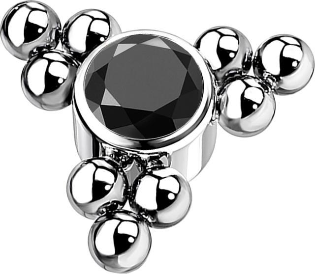 Immagine prodotto Star Piercing Ancora dermica triangolo di perline d'argento con cristallo nero (Titanio G23, senza ottone)