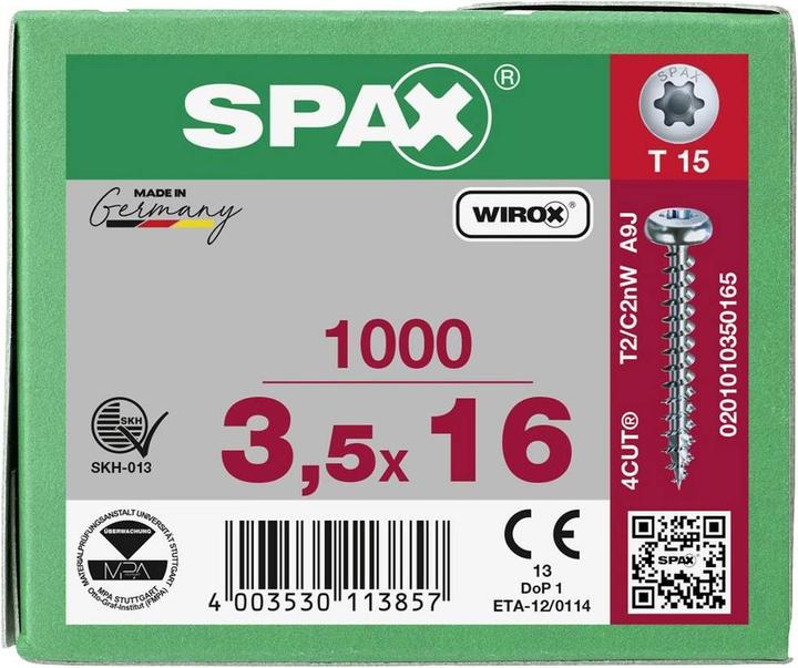Actual product image Spax Chipboard screws PH T15 3,5x16 mm (1000 Screws per piece)