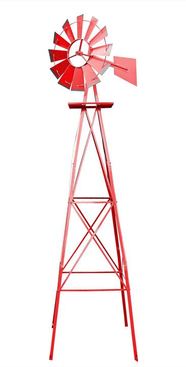 Immagine prodotto Wiltec Ruota del vento con mulino a vento di 245 cm di altezza in rosso, decorazione da giardino con