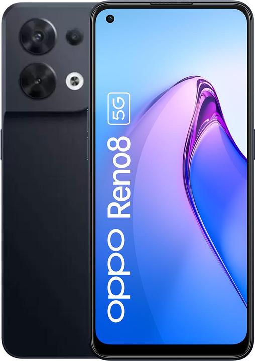Produktbild OPPO Reno 8 (256 GB, Shimmer Black, 6.43", Dual SIM, 50 Mpx, 5G)