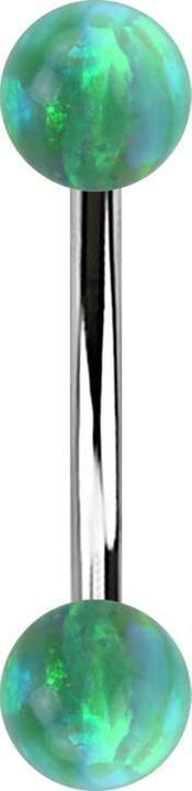 Produktbild Star Piercing Banane silber mit zwei Kugeln Opal grün (ohne Messing, Chirurgenstahl 316L)
