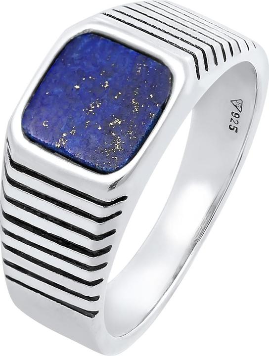 Immagine prodotto Kuzzoi Anello Uomo Signet Ring Sodalite Quadrato Argento 925 (60, 925 Argento)