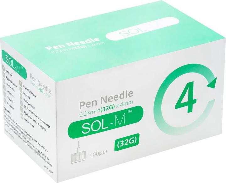 Actual product image Sol-m Pen needle 32G 0.23mmx4mm 100 pcs. (Pen needles + disposable needles)