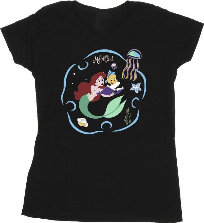 Actual product image Disney Womens/Ladies The Little Mermaid Reading A Book Cotton T-Shirt (S)