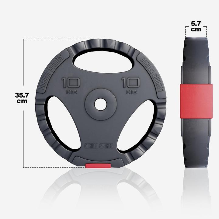 Immagine prodotto Gorilla Sports Set di bilancieri (4 x 1,25 kg, 4 x 2,5 kg, 4 x 5 kg, 4 x 10 kg)