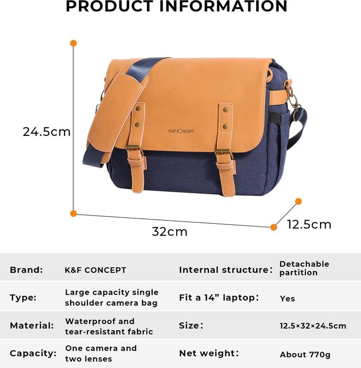 Image du produit K&F Concept Sac à bandoulière 10 litres (KF-13.062V1) (Sac à bandoulière pour appareil photo, 10 l)