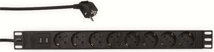 Image du produit LogiLink Bloc d'alimentation CEE7/3 + 2 USB, avec protection Ü (8 x, CEE 7/3, 2 m)