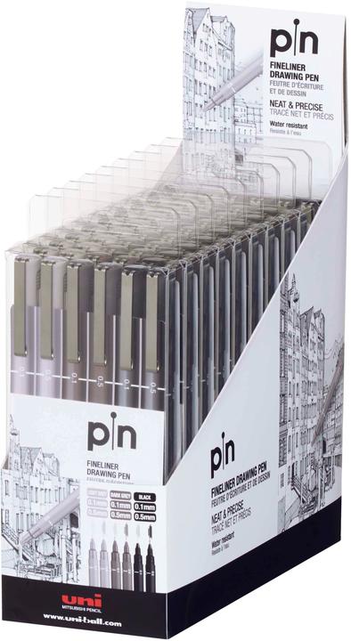 Actual product image Uni-ball Pin Fineliner (Black, 6 x)