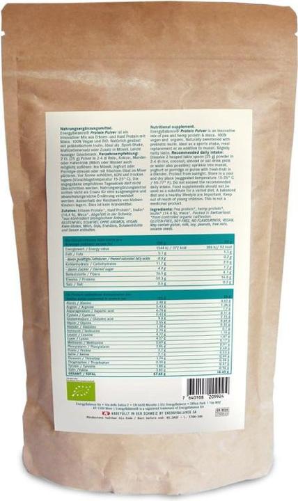 Image du produit Energybalance Poudre de protéines BIO de pois, chanvre et maca (Neutre, 1 pcs, 400 g)