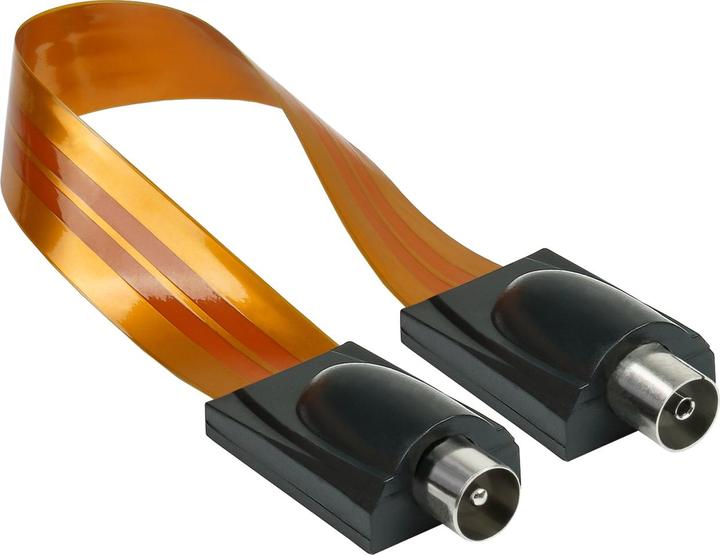 Actual product image Good Connections High-quality SAT/TV window feed-through, IEC/coax plug to socket, total length 26cm, flexible (Window bushing)