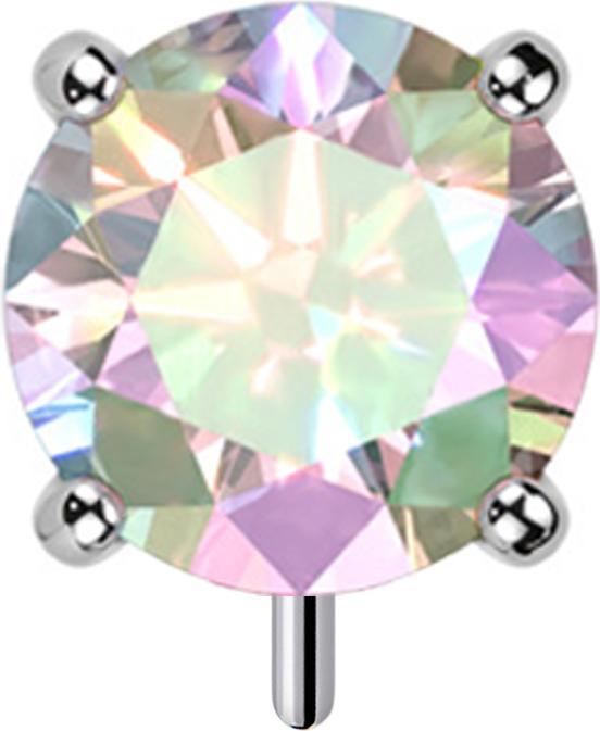 Produktbild Star Piercing Threadless silber dick front mit Kristall multicolor gefasst (ohne Messing, Titan G23)