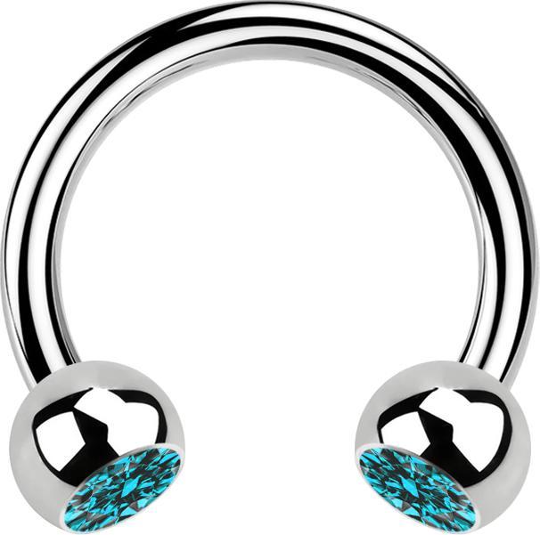 Produktbild Star Piercing Micro Circular Barbell silber mit zwei Kugeln Kristall aqua (Chirurgenstahl 316L, ohne Messing)